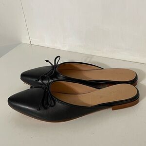 Quince Bow Tie Mules in Black